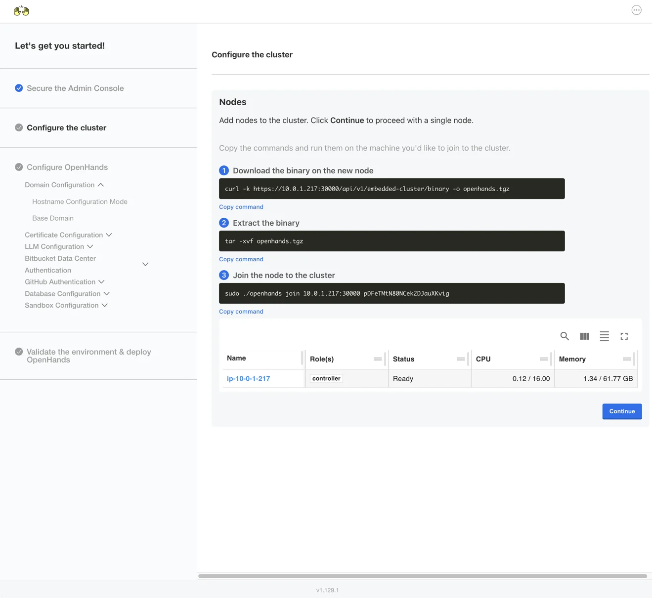 Configure cluster nodes