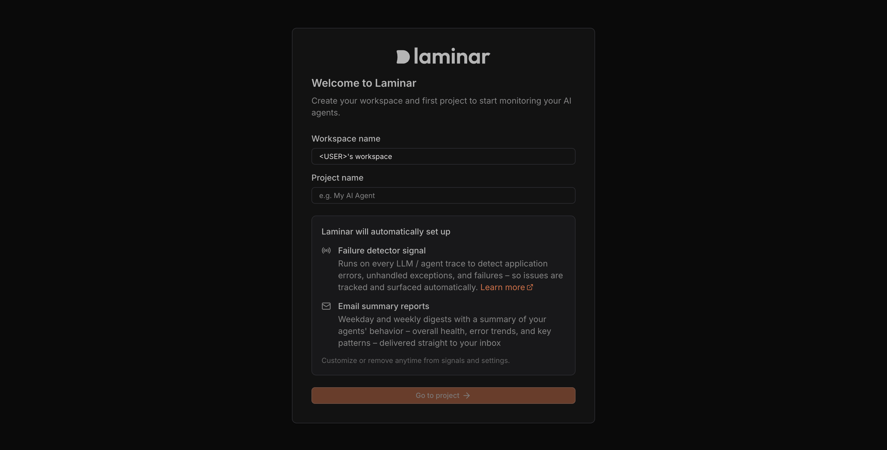 Laminar Create Project