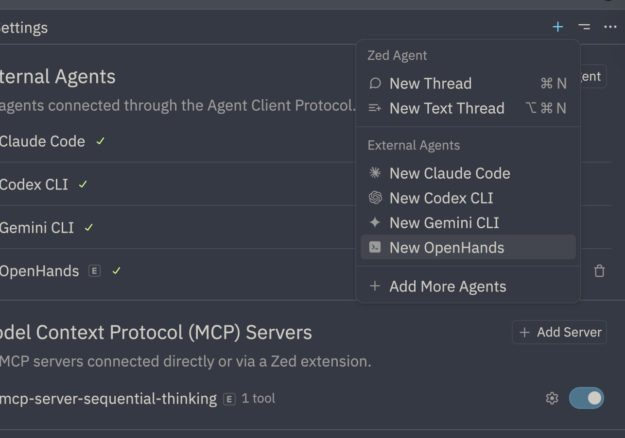 Zed Use OpenHands Agent