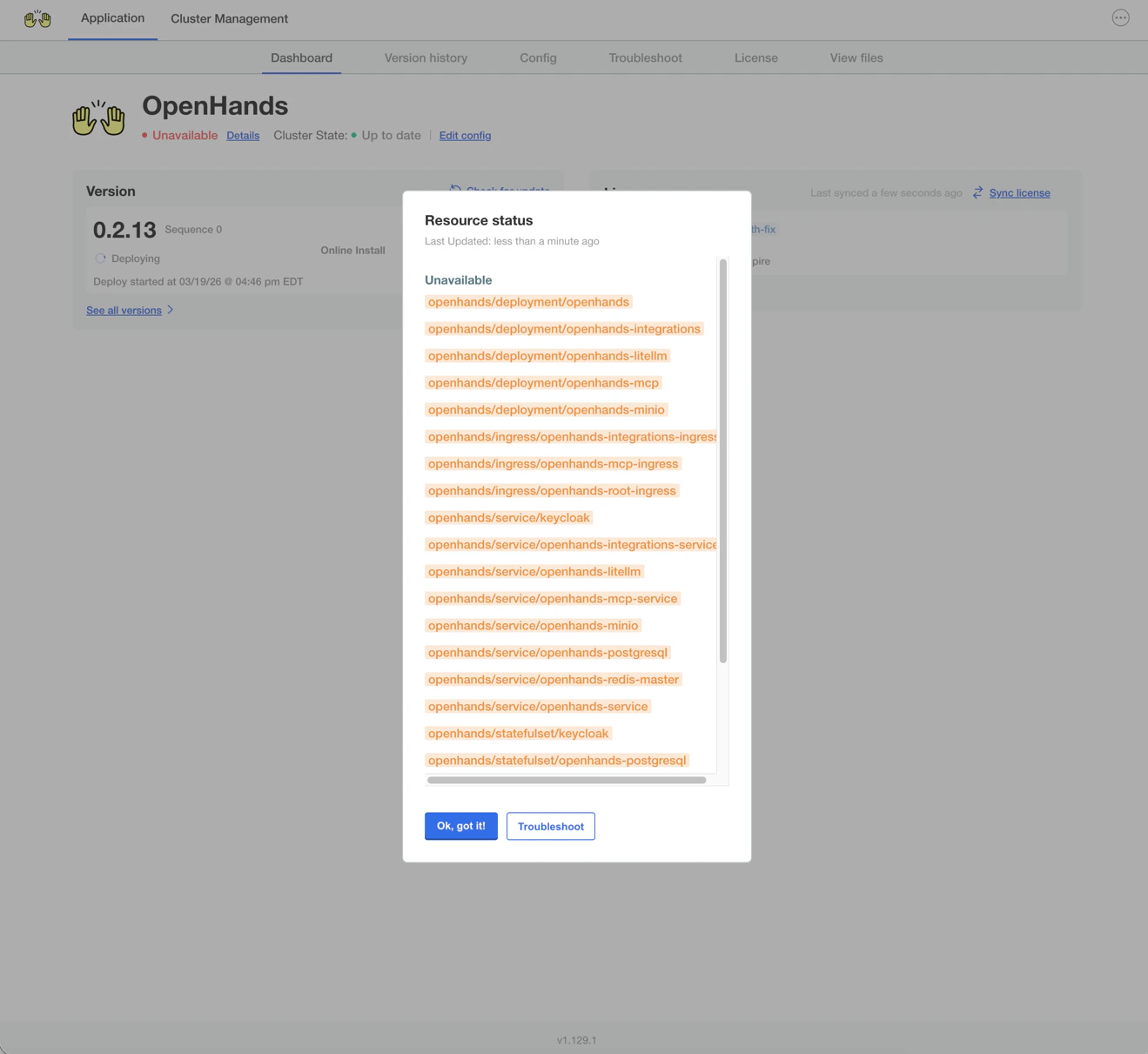 Deployment status details