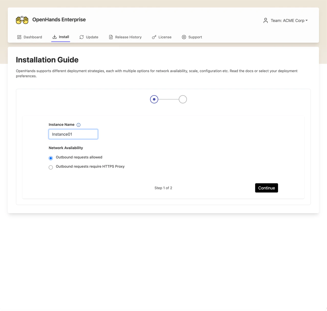 Instance name and network availability
