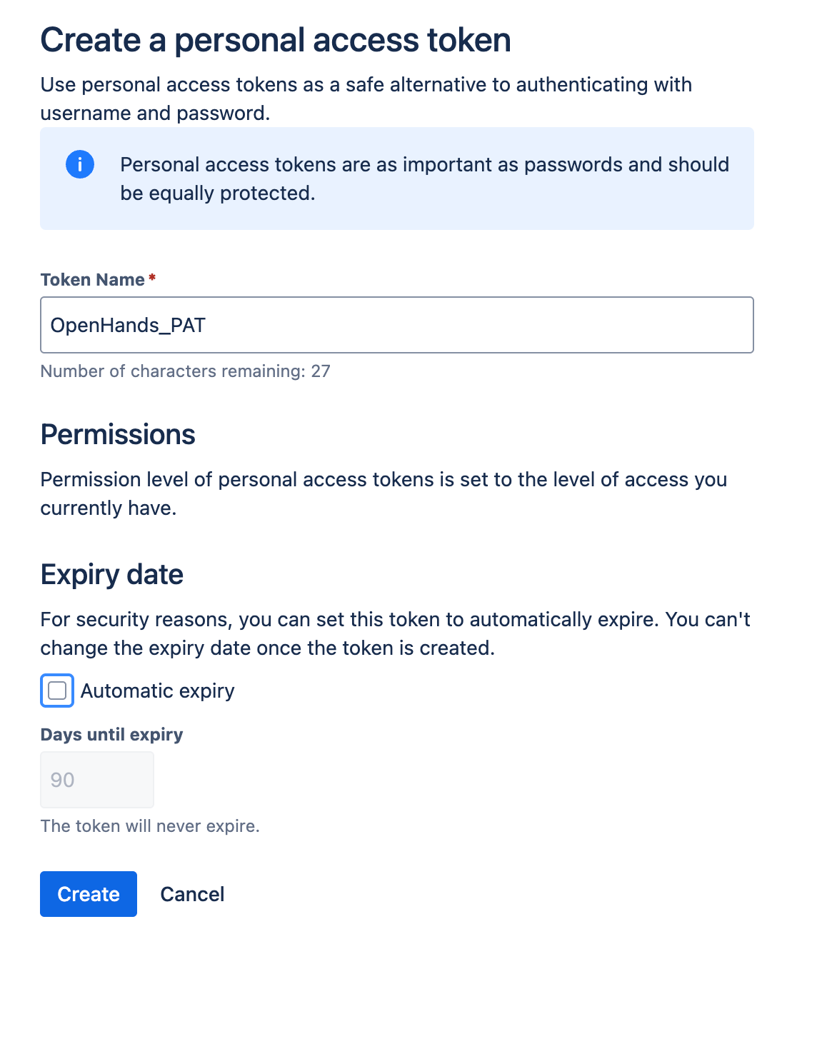 Jira Data Center personal access token permissions inherit the user's access
