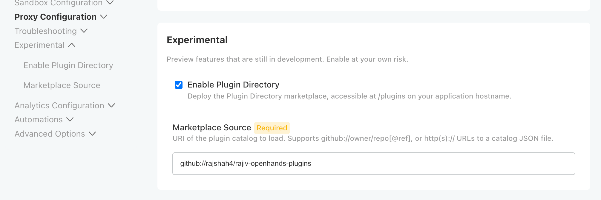 Enable Plugin Directory