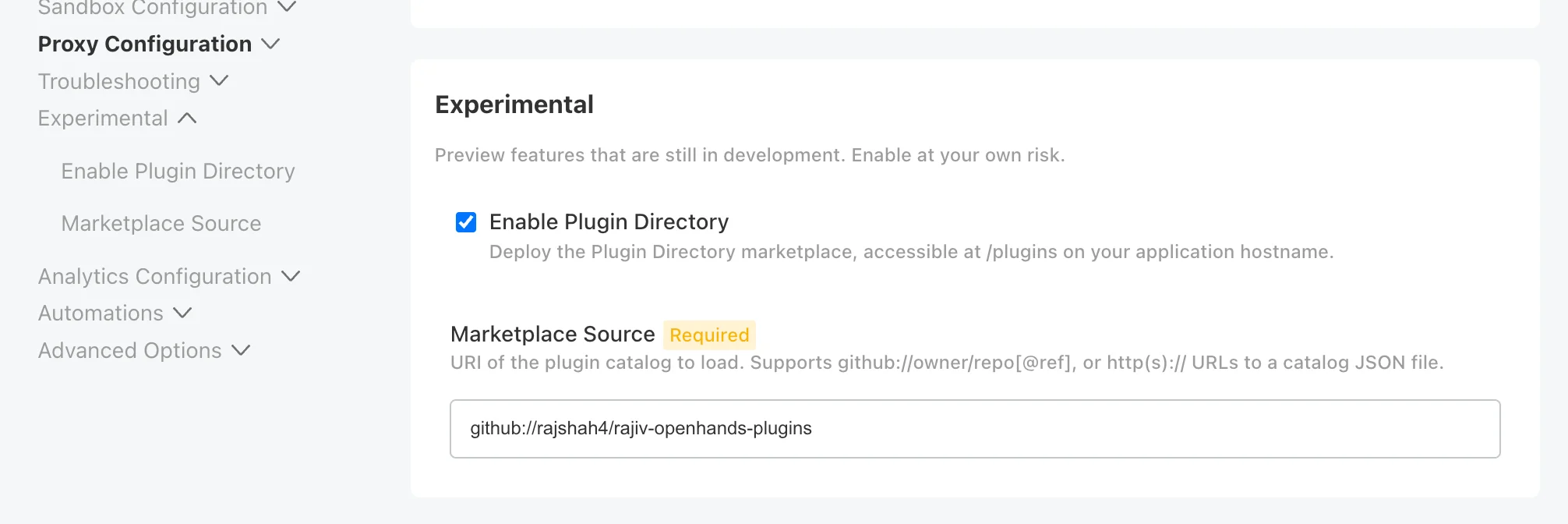 Enable Plugin Directory