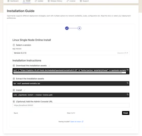 Installation commands
