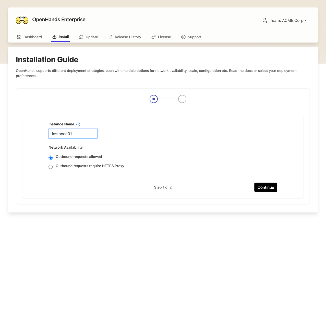Instance name and network availability