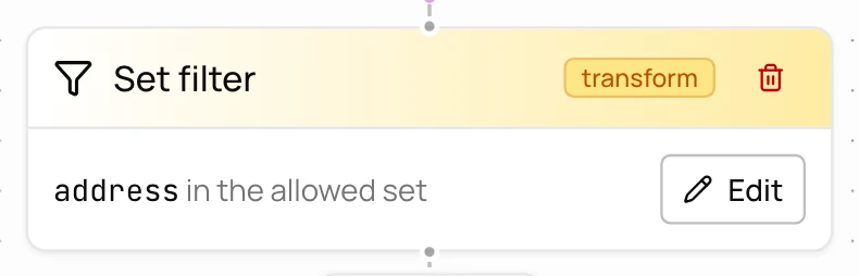Set filter matching address against the allowed set