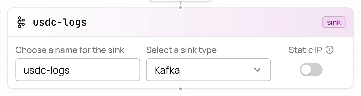 Kafka sink named usdc-logs
