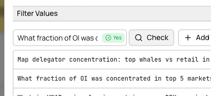 Filter value membership check with green indicator