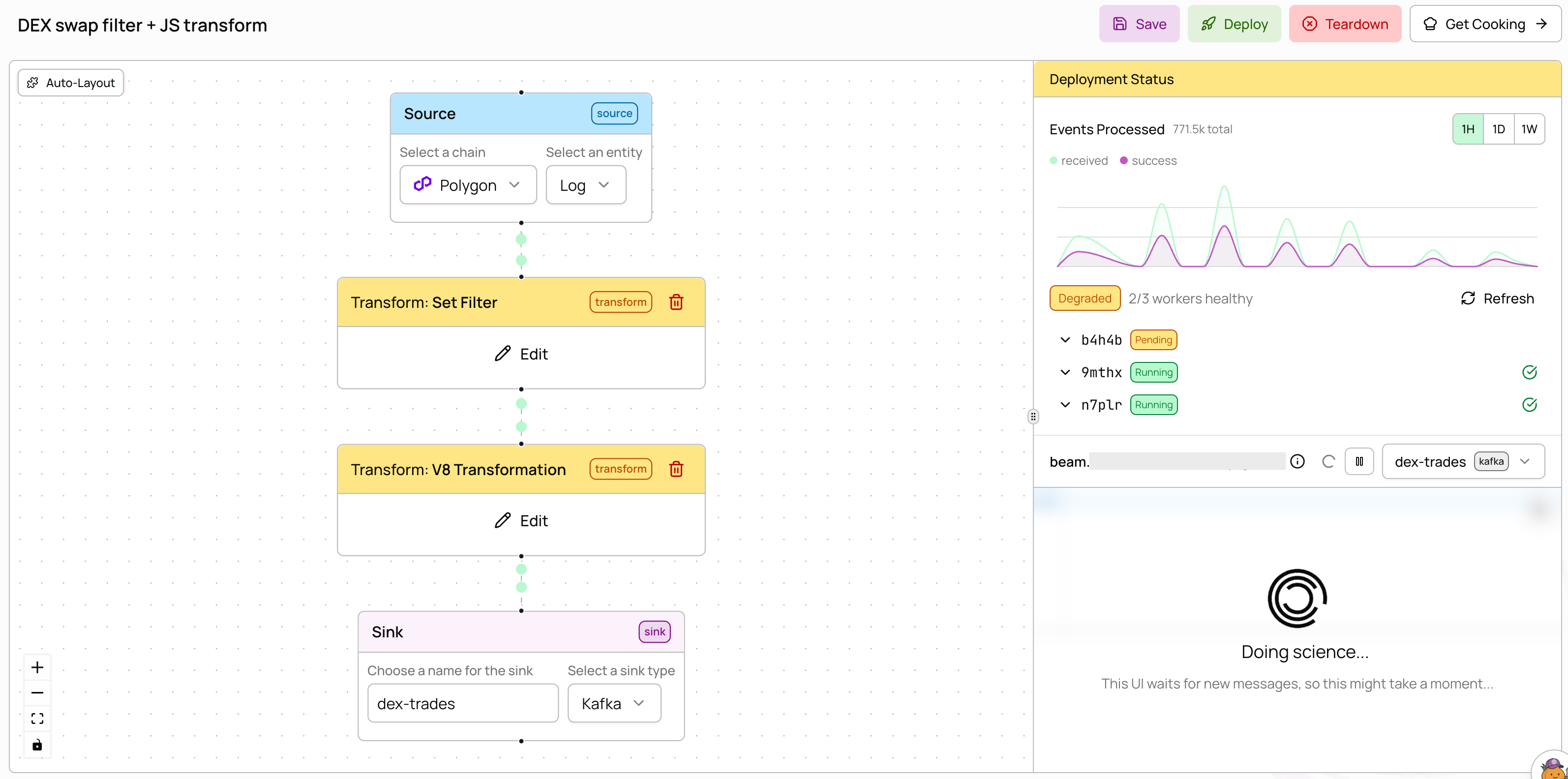 DEX trade parser pipeline in Beam UI