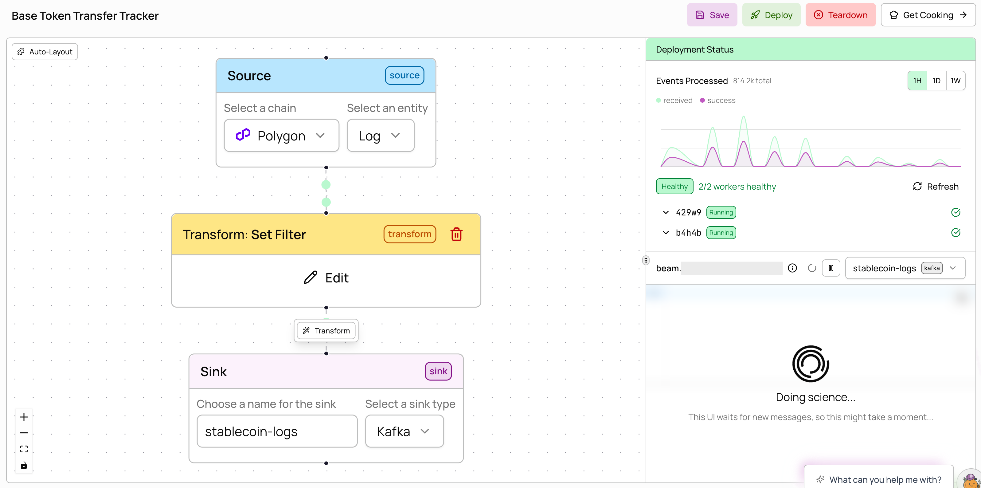Multi-token monitor pipeline in Beam UI