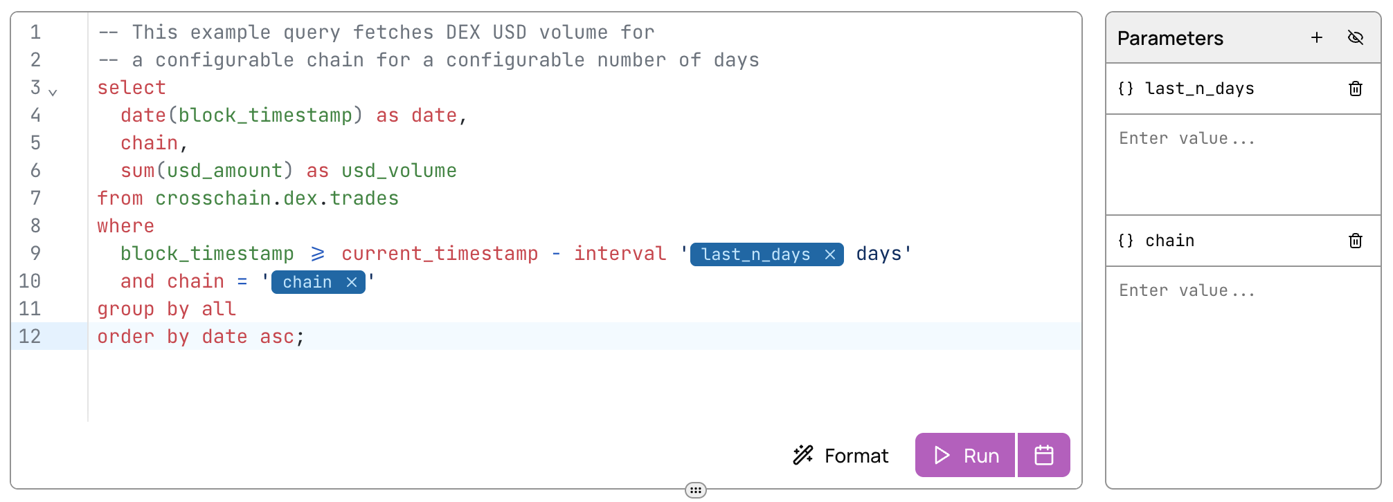 Query with parameters