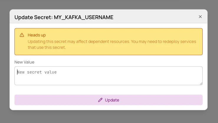 Update secret dialog