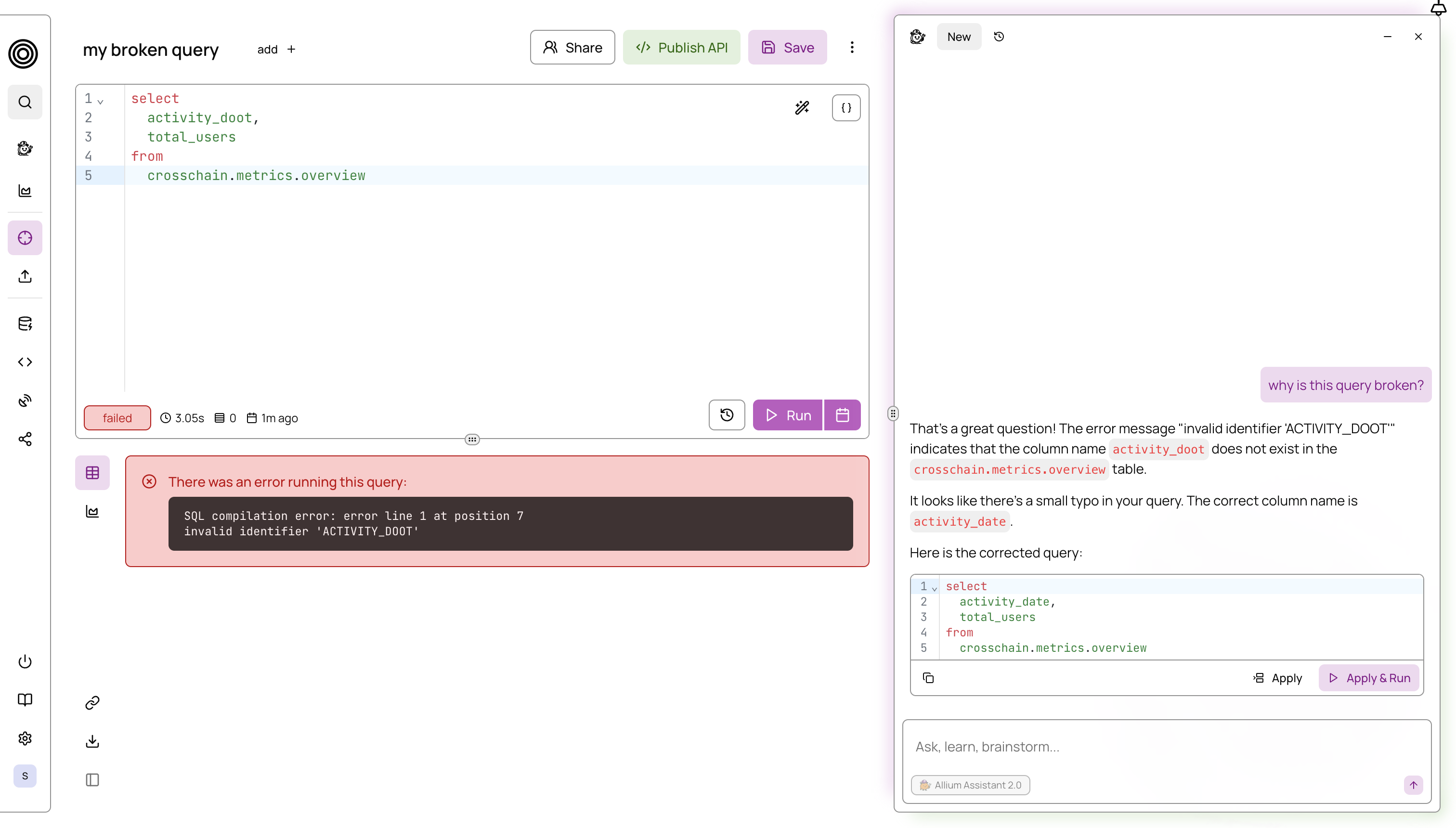 AI Assistant providing context-aware help for existing query