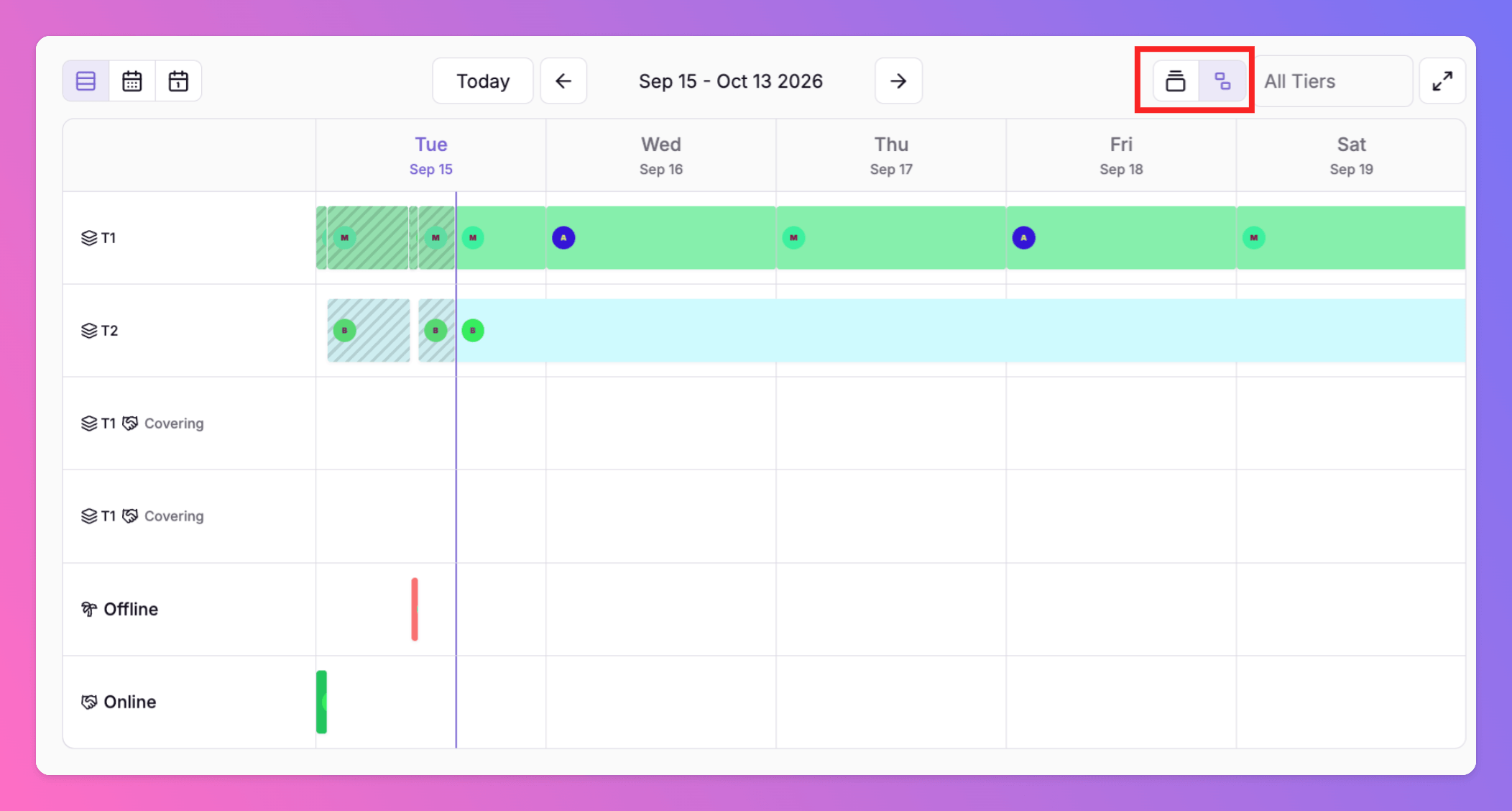 Calendar toolbar: Effective Schedule vs Detailed Schedules