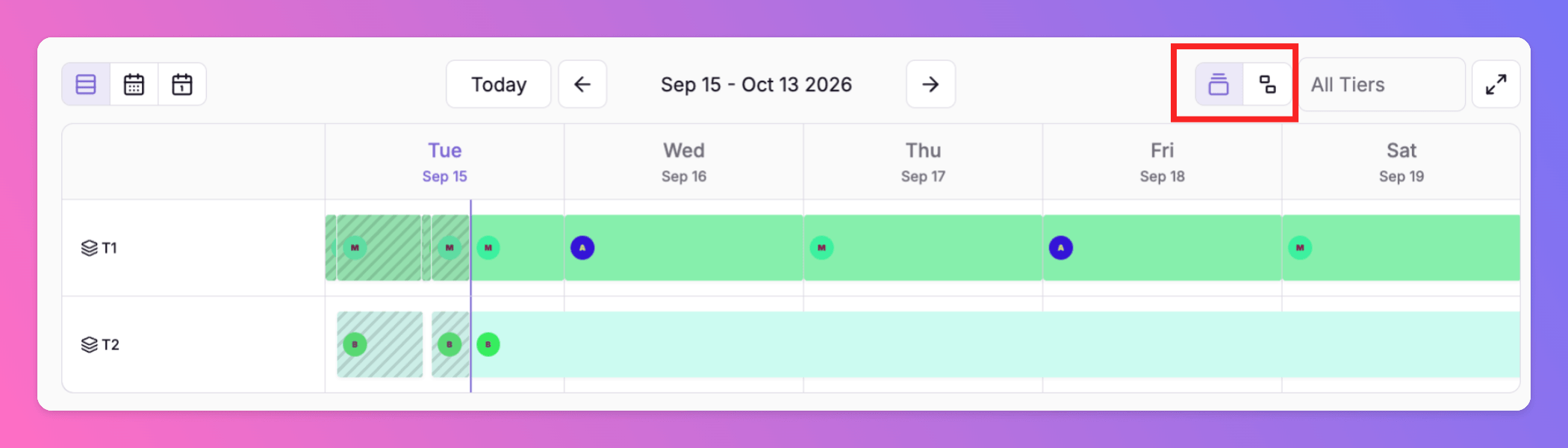 Calendar toolbar: Effective Schedule vs Detailed Schedules