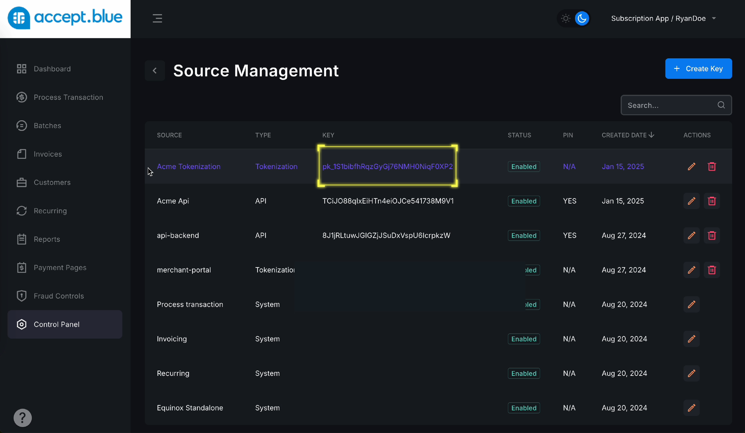 Copy Tokenization Key Pn