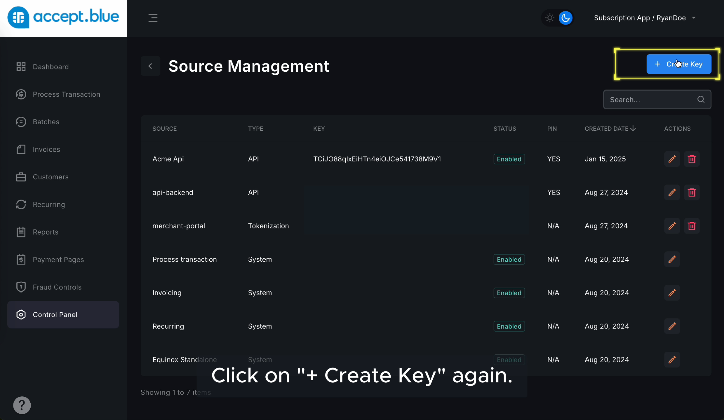 Create Key Again Pn