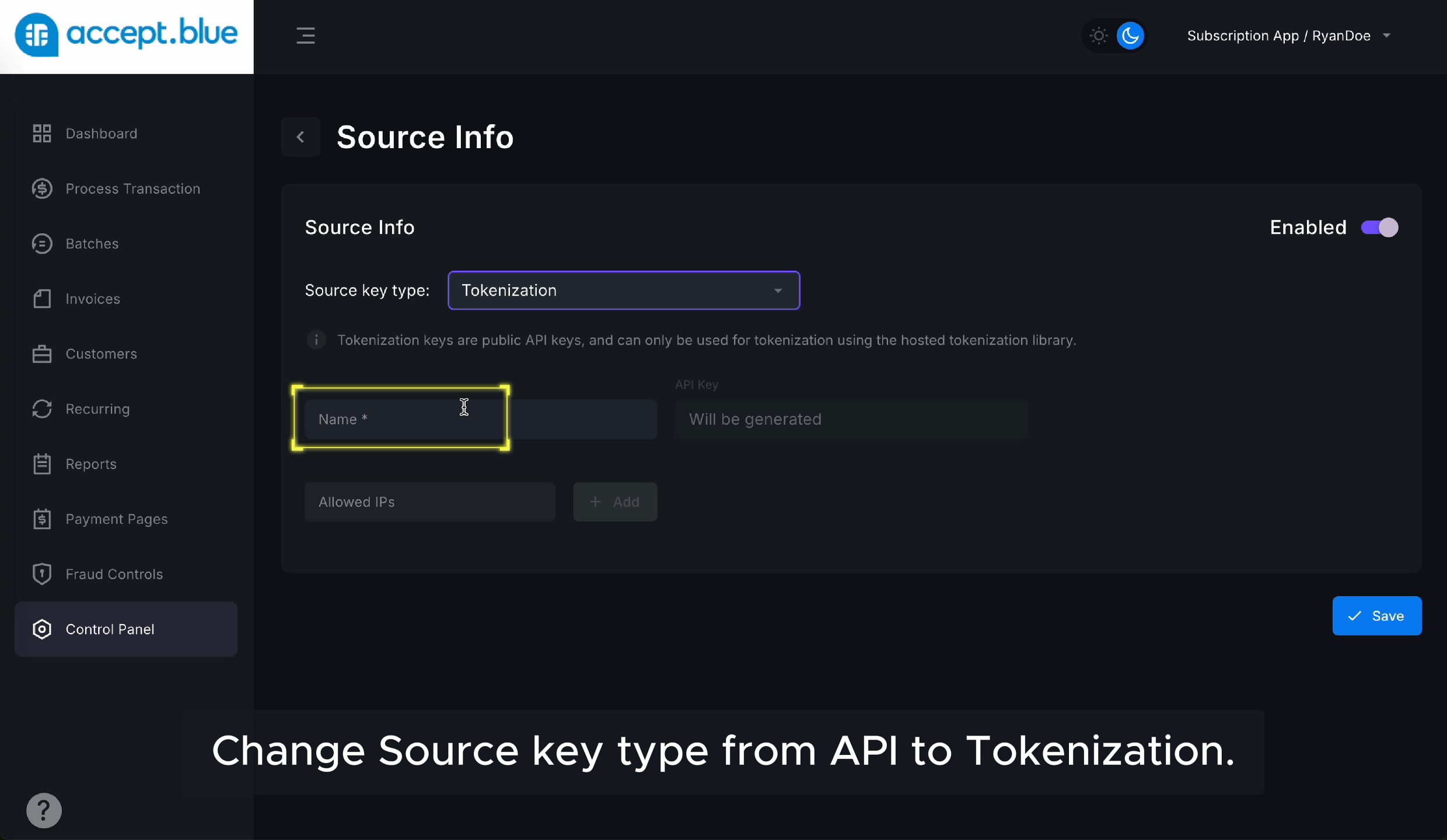 Token Merchant Name Pn