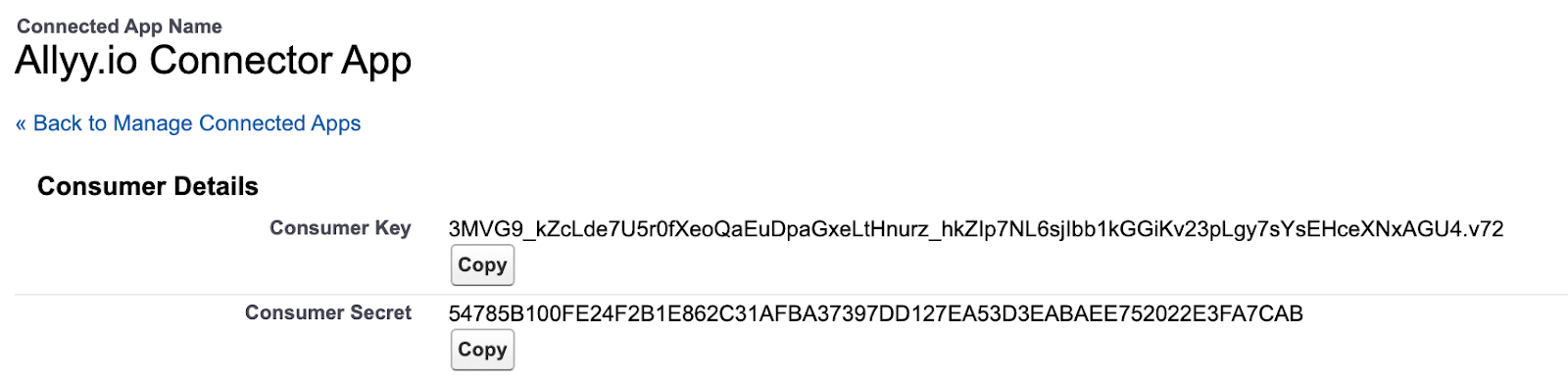 Copy Consumer Key and Secret