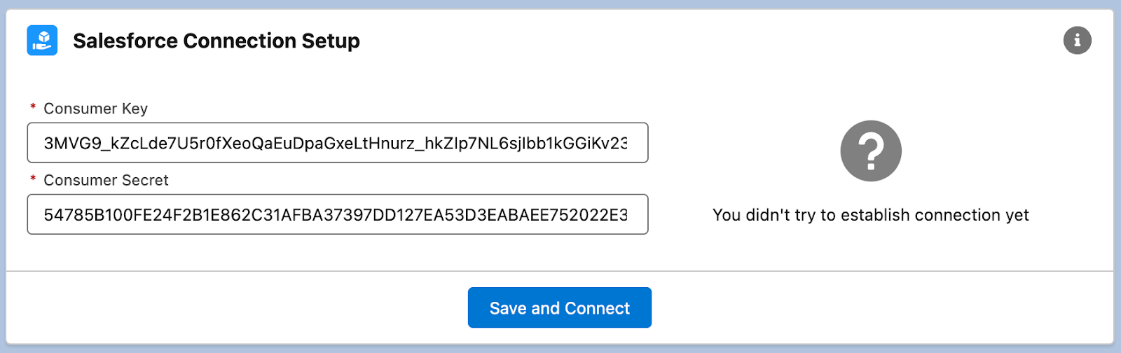 Paste Consumer Key and Secret into the application