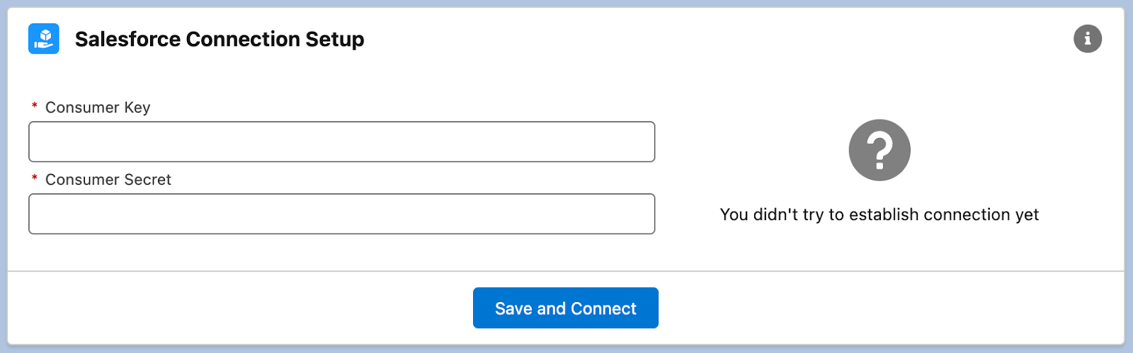 An empty form to be filled with Consumer Key and Secret