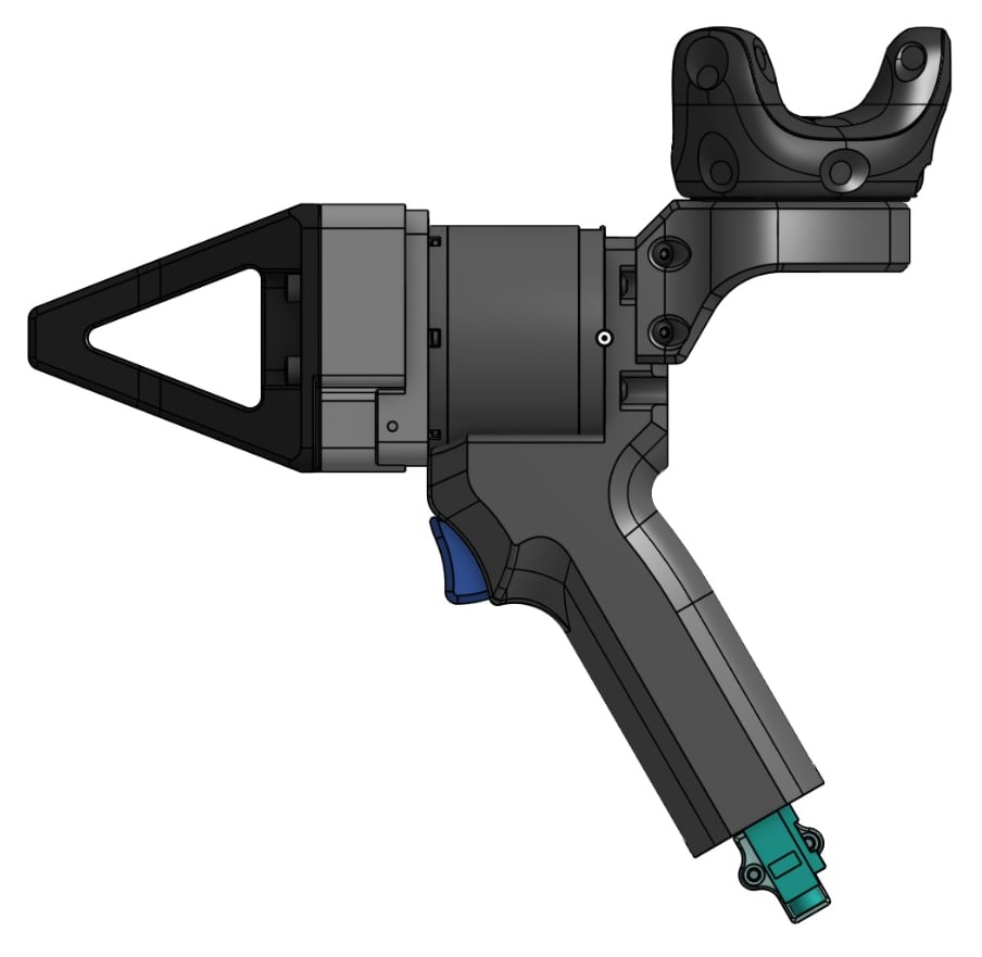 A Mantis rig: gripper at the front, trigger, pistol grip, and tracker mount on top