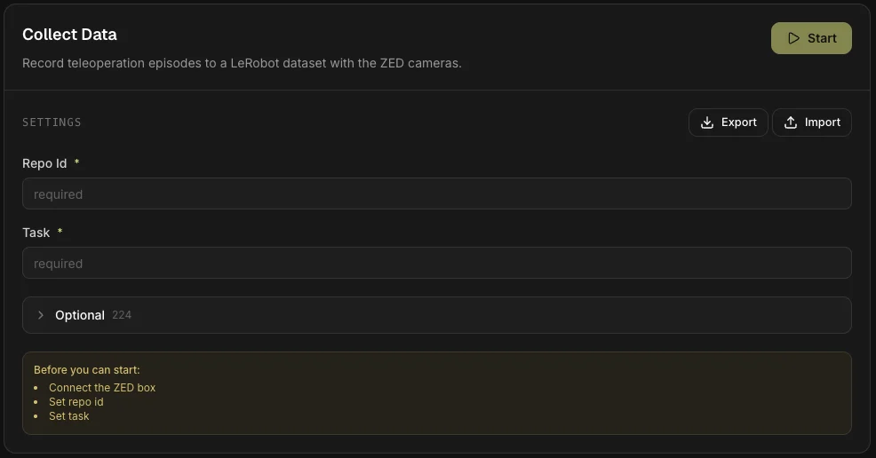 Operation settings and start blockers