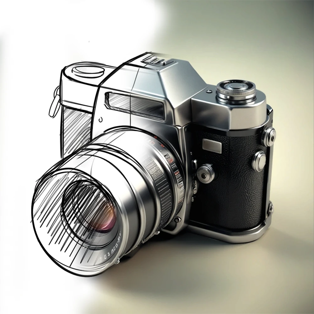ai sketch rendering of a camera