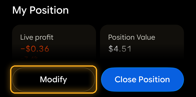 Position screen with the Modify button highlighted