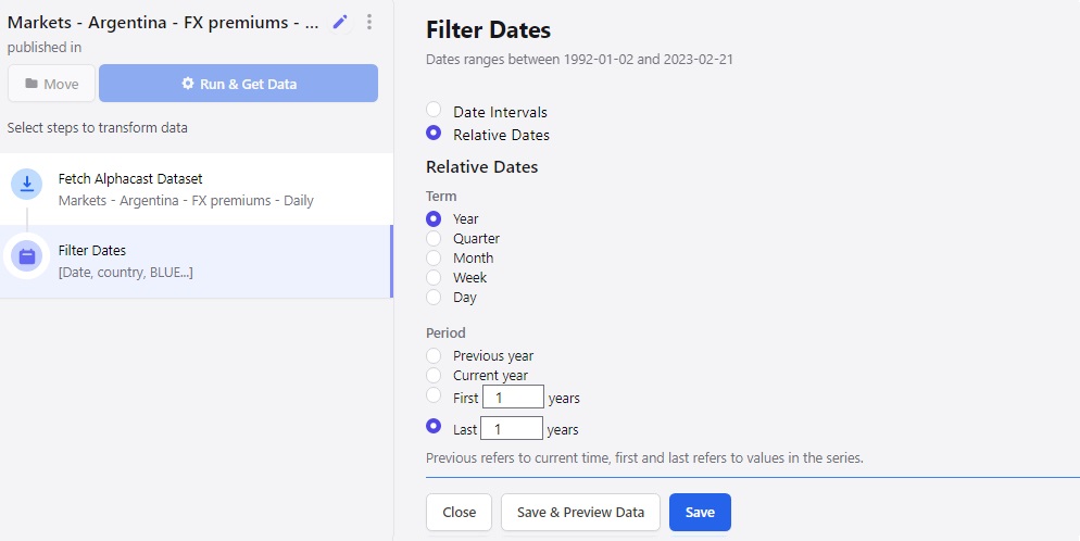 Setting a relative date window