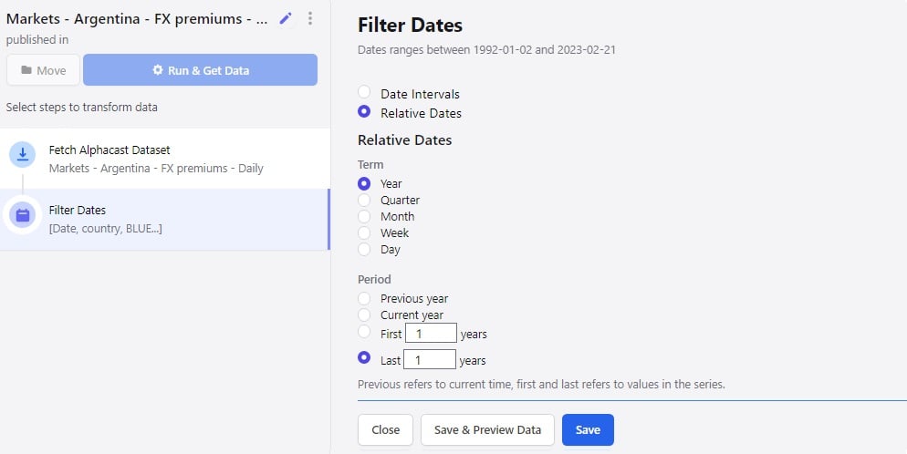Setting a relative date window