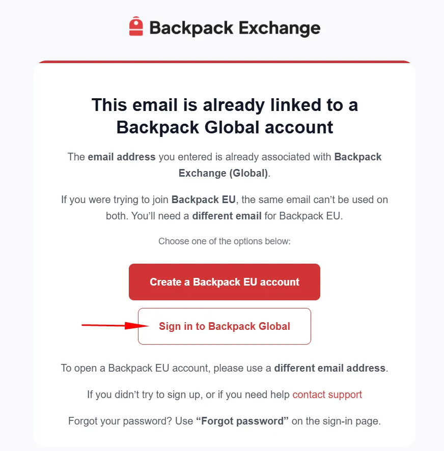 Backpack 激活邮件