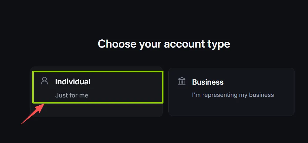 Backpack 选择账户类型