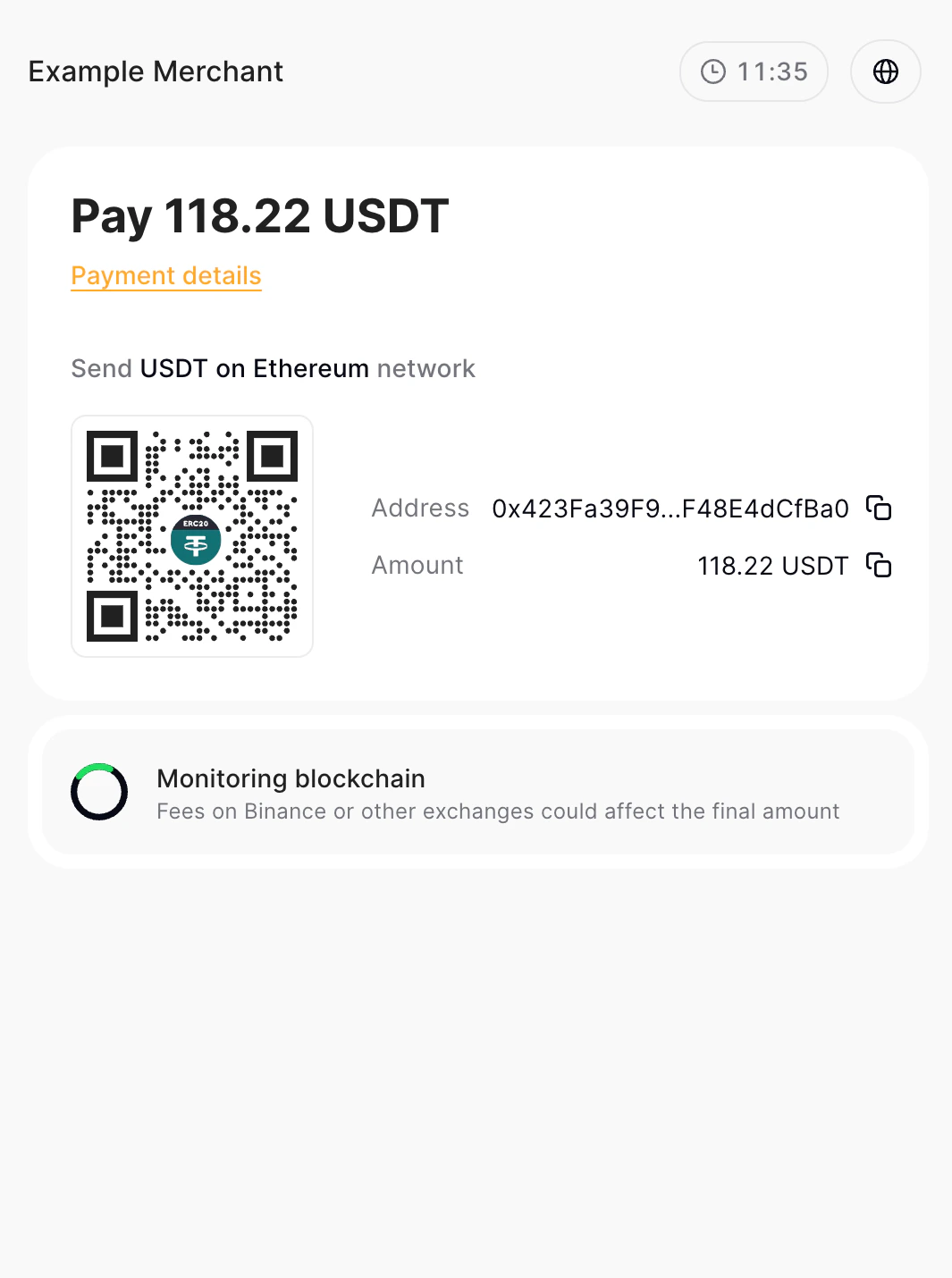 Payment request step 2