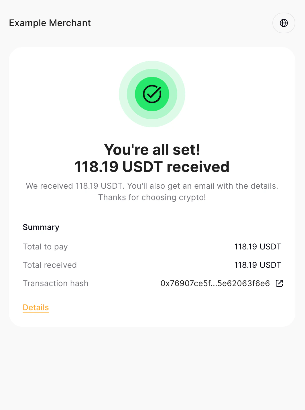 Payment request step 3