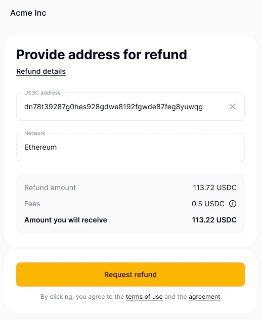 For for receiving a refund