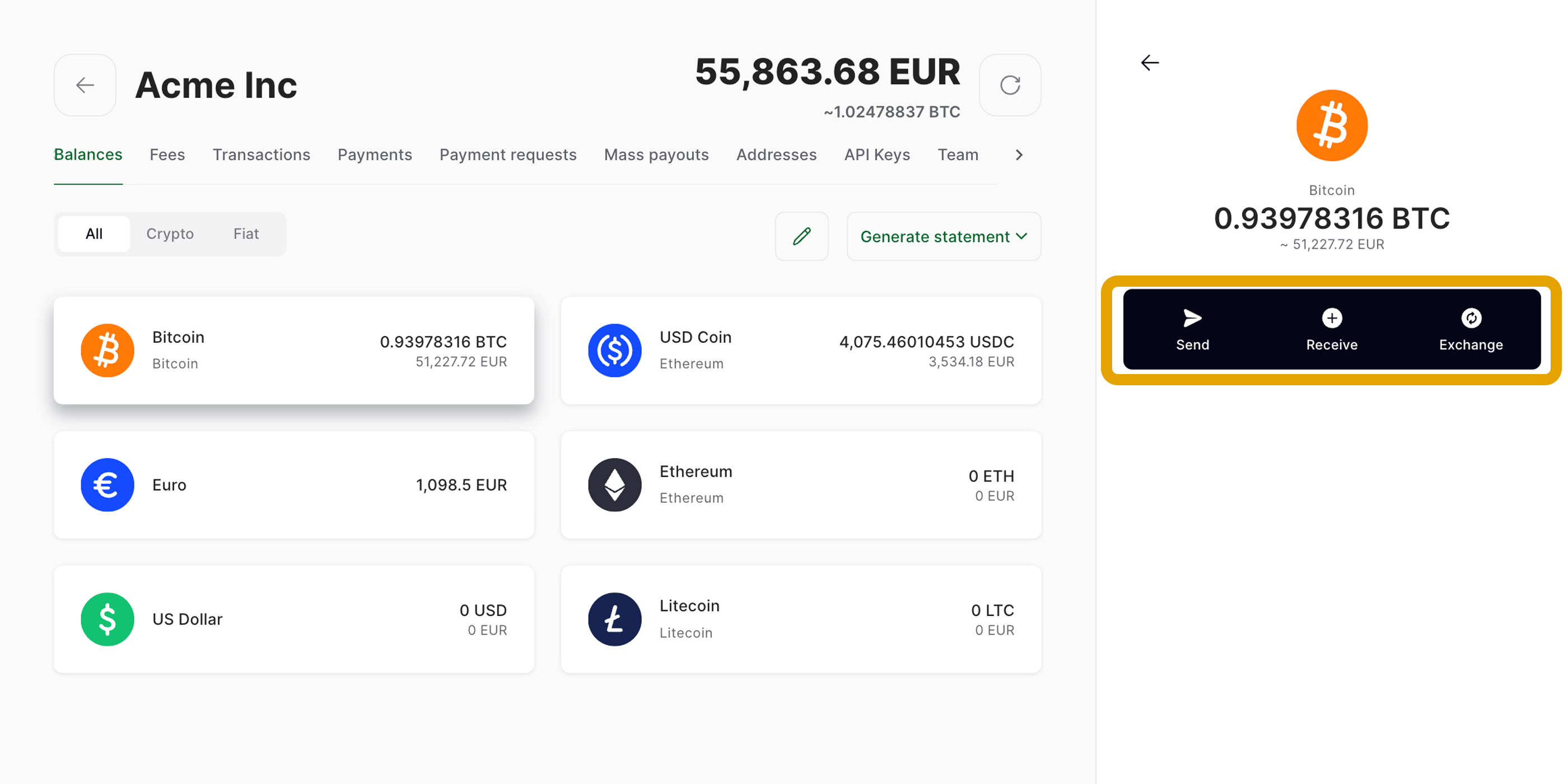 Balances tab