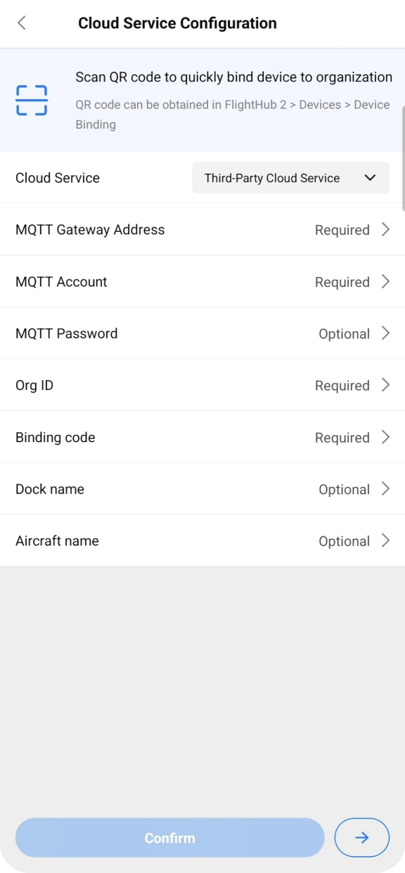 Selecting 'Third-Party Cloud Service' from the list