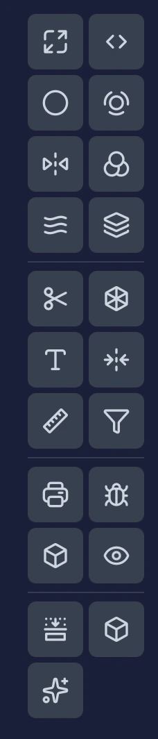 Editor toolbar showing three tool groups