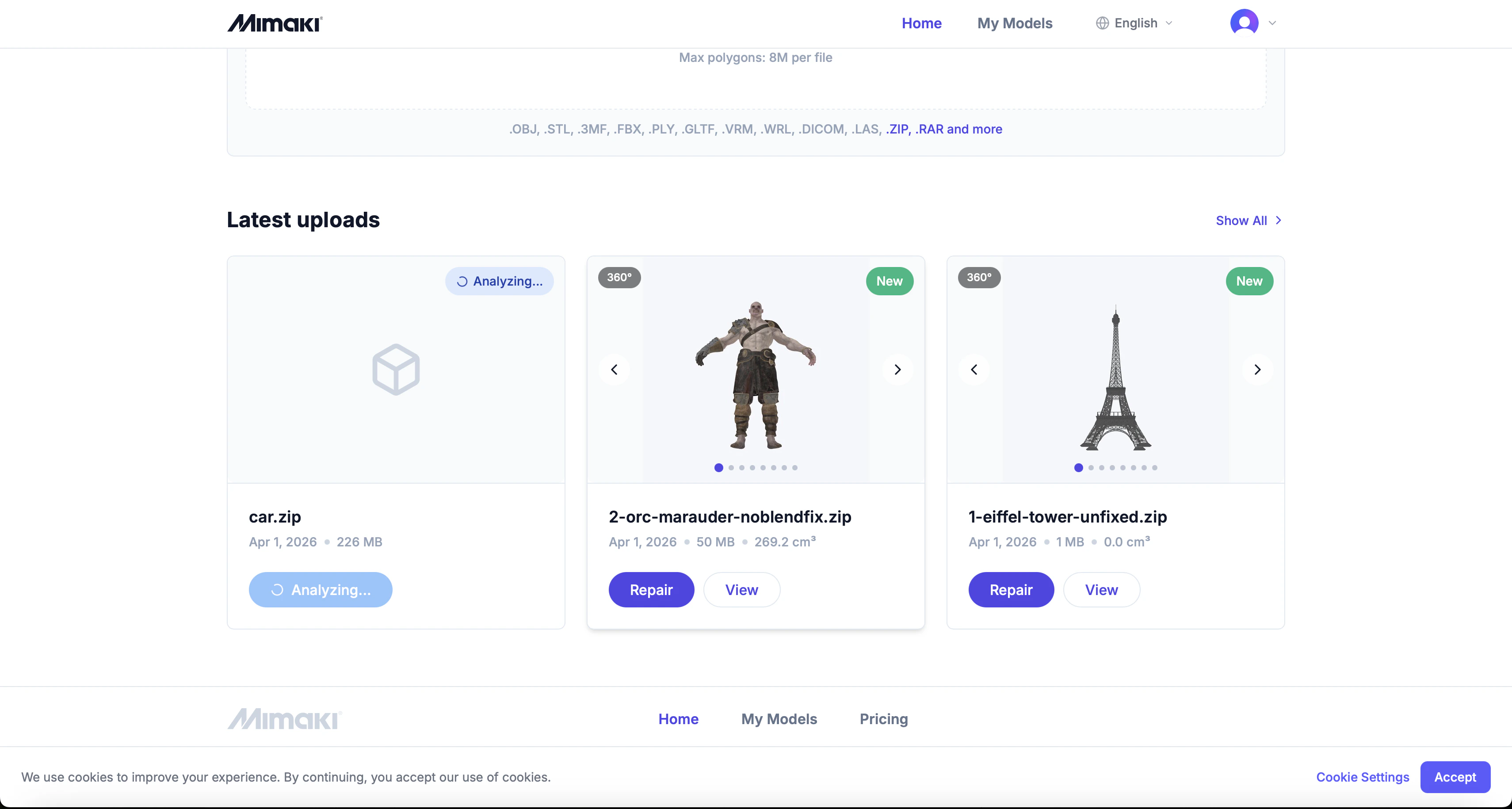 Model card appearing after successful upload