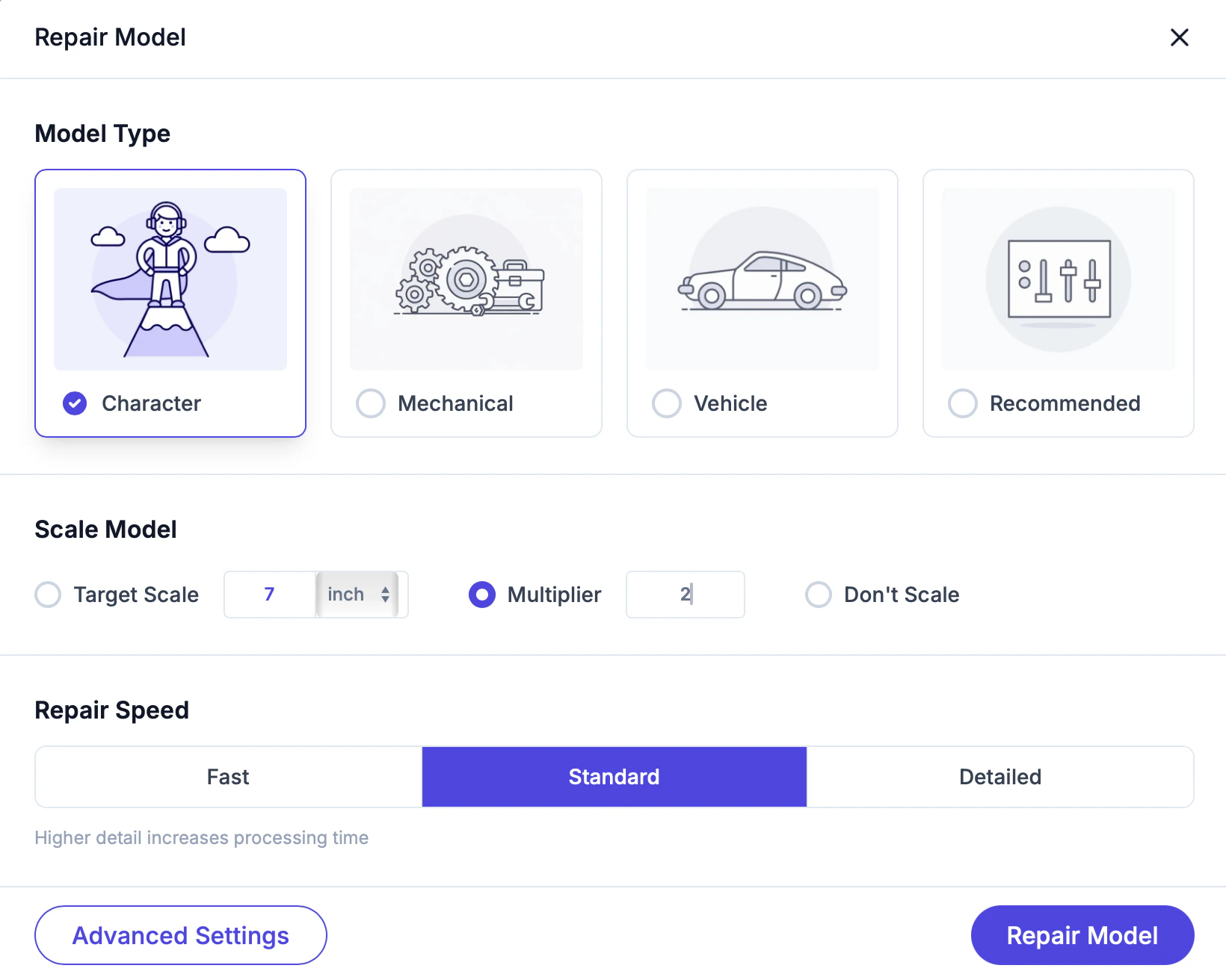 Scale settings with multiplier mode