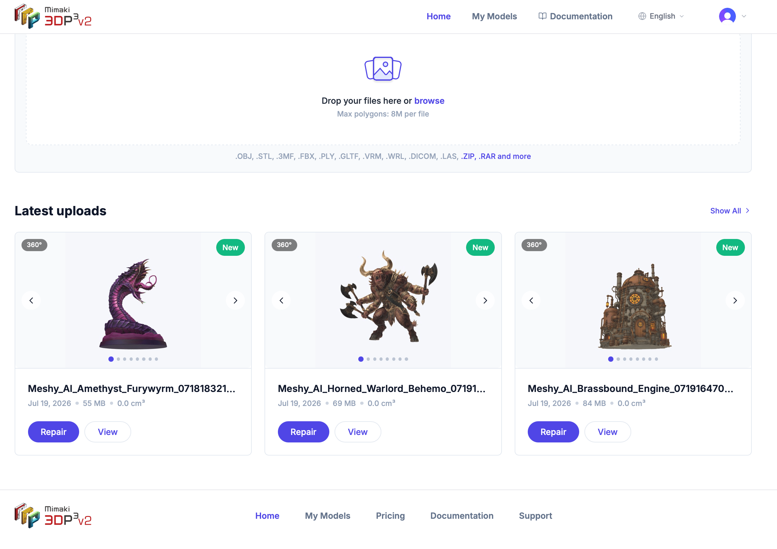 Model card appearing after successful upload