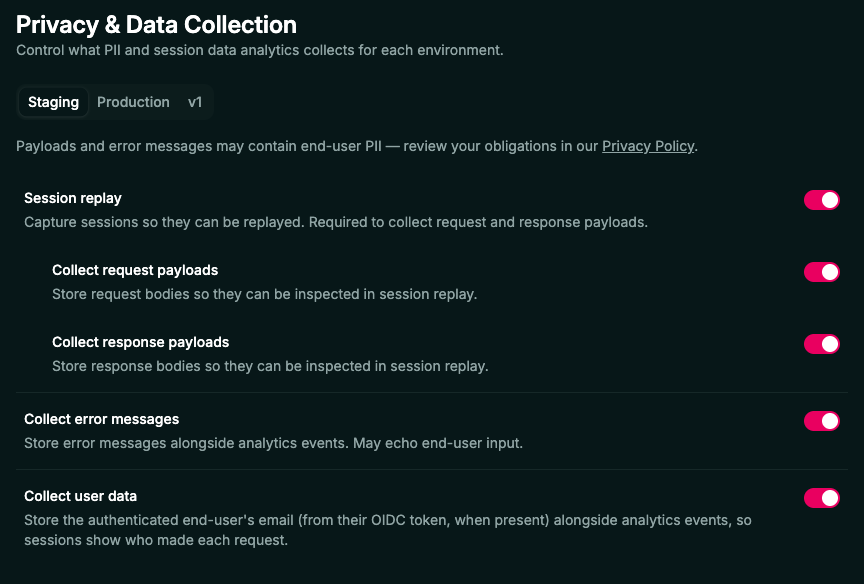 Privacy settings