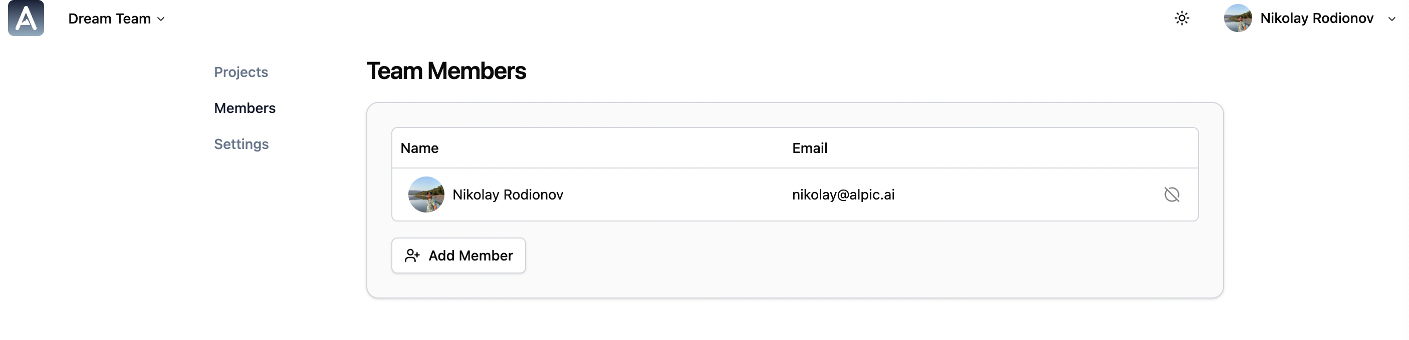 Add team members interface