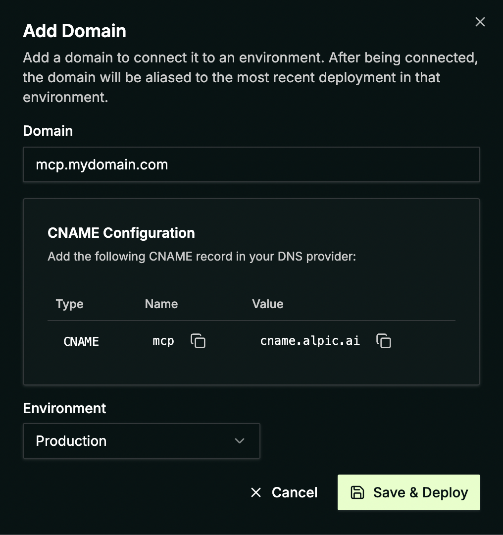 Add domain name form