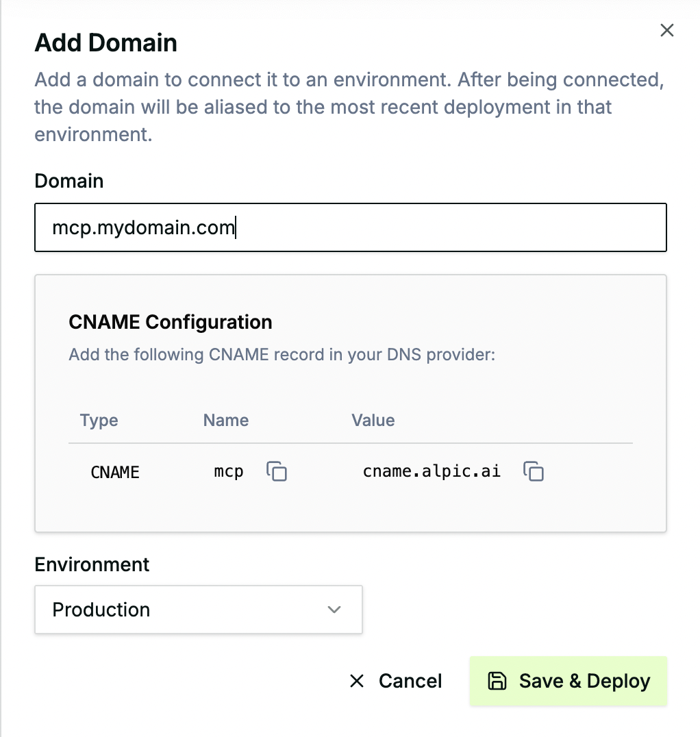 Add domain name form