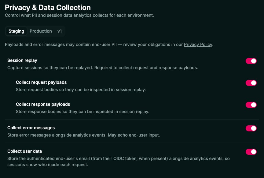Privacy settings