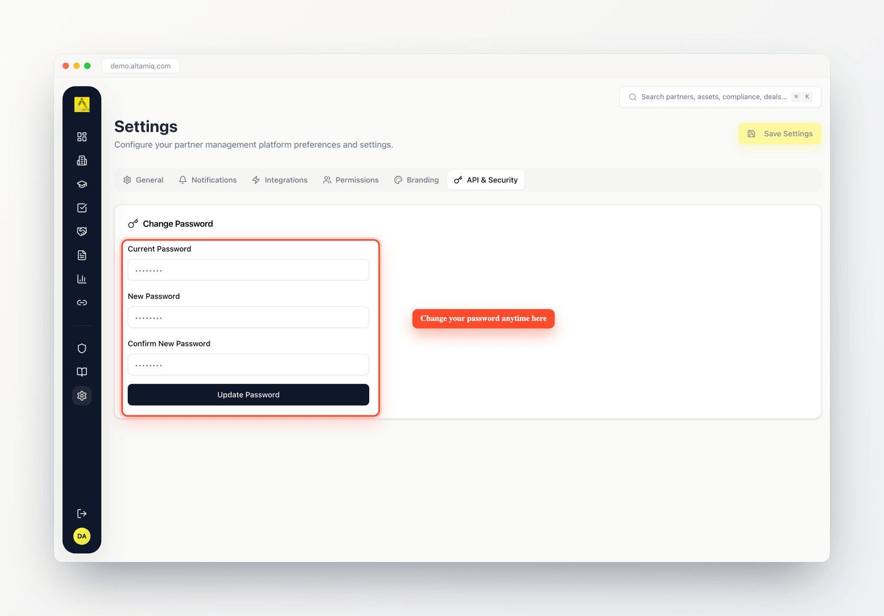 Logging In Change Password