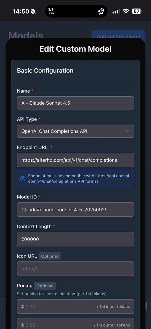 TypingMind basic configuration